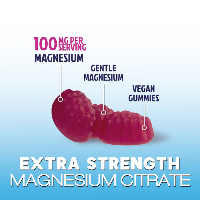 Magnesium Citrate Supplement Gummies - High Absorption Magnesium Gummy for Adults & Kids, Magnesio Citrate Supplements for Bone, Muscle Health, Heart Support, Vegan, Gluten Free, Non-GMO - 60 Gummies