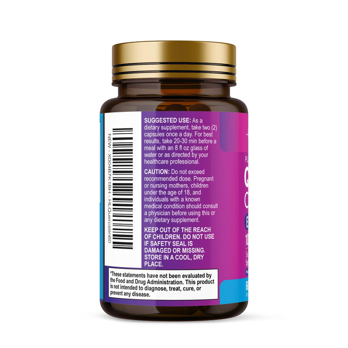 Quercetin 1000mg Servings - Extra Strength Antioxidant Support for Immune & Cellular Health, Quercetin 500mg Capsules for Lung, Respiratory & Heart Support, Vegan, Gluten Free & Non-GMO - 60 Capsules