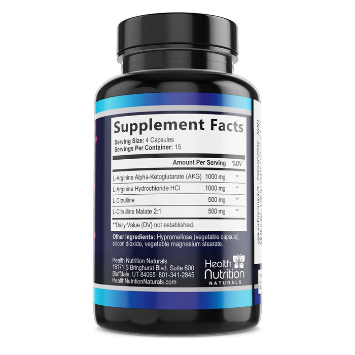 Extra Strength Nitric Oxide Supplement 3X Strength L Arginine, Citrulline Malate, AAKG, Beta Alanine - Premium Muscle Supporting Nitric Booster - Natural Energy & Heart Health Support - 60 Capsules
