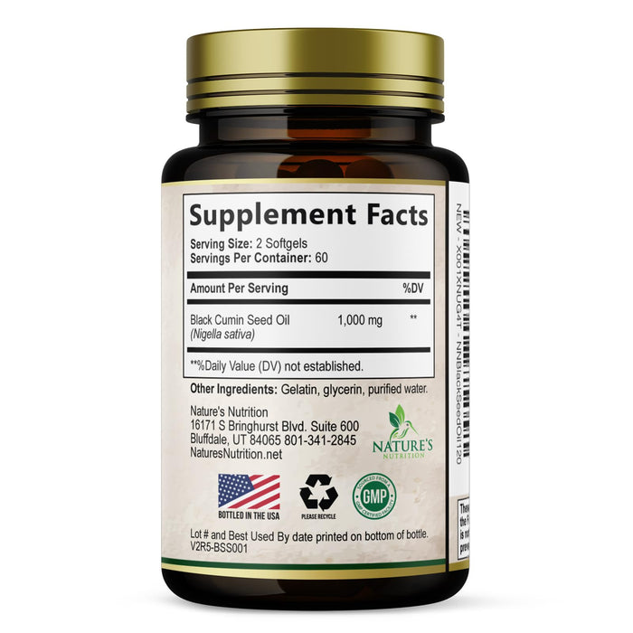 Black Seed Oil Softgels 1000mg - Premium Nigella Sativa Blackseed, Pure Natural Black Cumin Seed Oil & Antioxidant for Skin & Immune Support - Non GMO, Bottled in USA Supplement - 120 Softgels