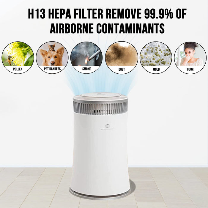 Air Purifier for Home Large Room â€“ Covers Up to 500 Sq Ft, 5-in-1 HEPA Filter System for Allergies, Pets, Smoke, Remove Dust & Odor â€“ Quiet Sleep Mode, High Filtration Efficiency â€“ SILVERONYX, White