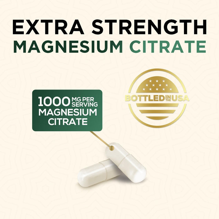 Magnesium Supplement (Citrate Oxide) 1000mg for Best Absorption, Supports Bone, Heart Health, Nerves, Muscles & Metabolism, Nature's Pure Magnesio Vitamin Pills, Bottled in USA, 240 Capsules