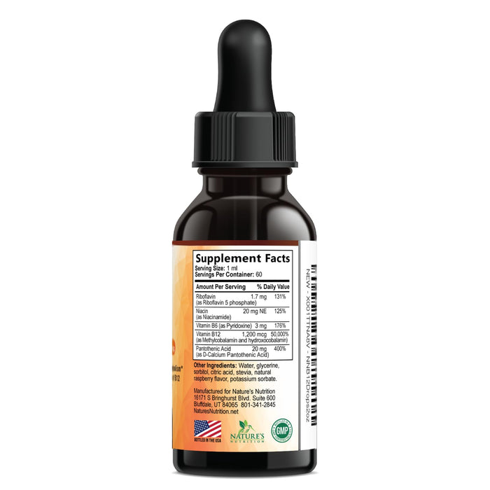 Vegan B-12 Vitamin Supplement Drops (Methylcobalamin) Extra Strength Super B Complex - Sublingual B12 Liquid for Immune Support, Heart Health & Cellular Energy Support, Raspberry Flavored - 2 Fl Oz