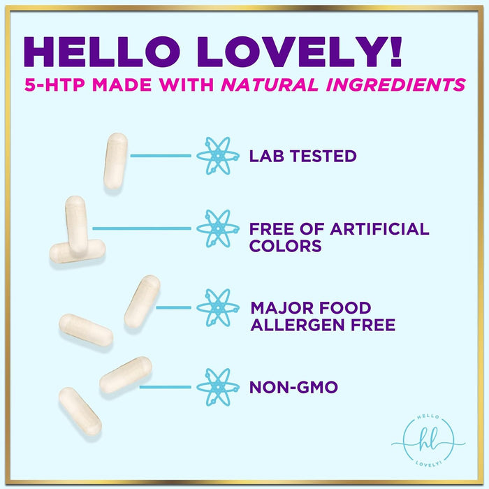 5-HTP Supplement 200mg - Extra Strength 5HTP from Griffonia Simplicifolia - Supports Restful Sleep, Natural Calm & Brain Health - 5 Hydroxytryptophan - Vegan, Gluten Free & Non-GMO - 60 Capsules