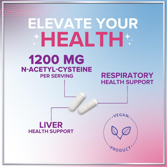 NAC Supplement – N-Acetyl L-Cysteine 1200mg – Supports Liver, Lung & Immune Health - Antioxidants for Respiratory Support & Fight Free Radicals – High Absorption, Non-GMO, Gluten-Free – 120 Capsules