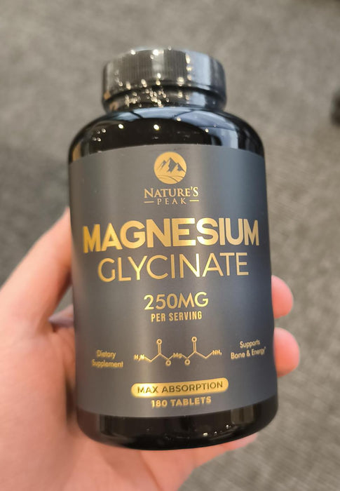 Magnesium Glycinate Chelated for Max Absorption - Supports Bone, Muscle, Nerves & Heart Health, Nature's Sleep and Stress Support, Best Magnesium Supplement Pills for Whole Body Support - 180 Tablets