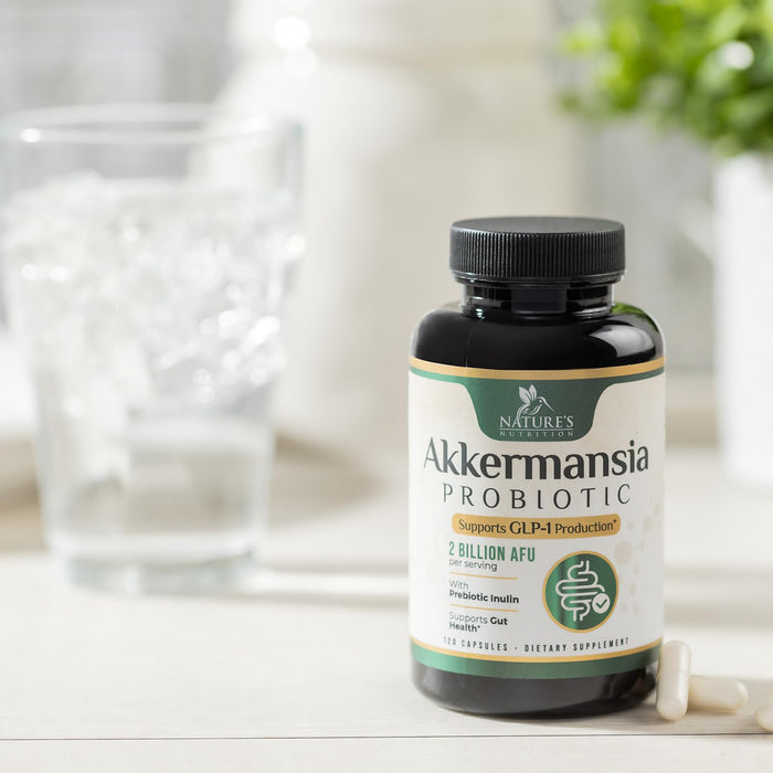 Akkermansia Probiotic Supplement for Women & Men, Akkermansia Muciniphila GLP 1 Probiotics with Prebiotic, 2 Billion AFU, Natural Digestive, Gut Health, & GLP 1 Production Support, 120 Capsules
