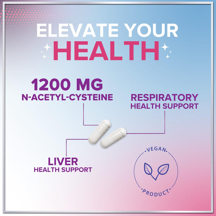 NAC Supplement â€“ N-Acetyl L-Cysteine 1200mg â€“ Supports Liver, Lung & Immune Health - Antioxidants for Respiratory Support & Fight Free Radicals â€“ High Absorption, Non-GMO, Gluten-Free â€“ 120 Capsules