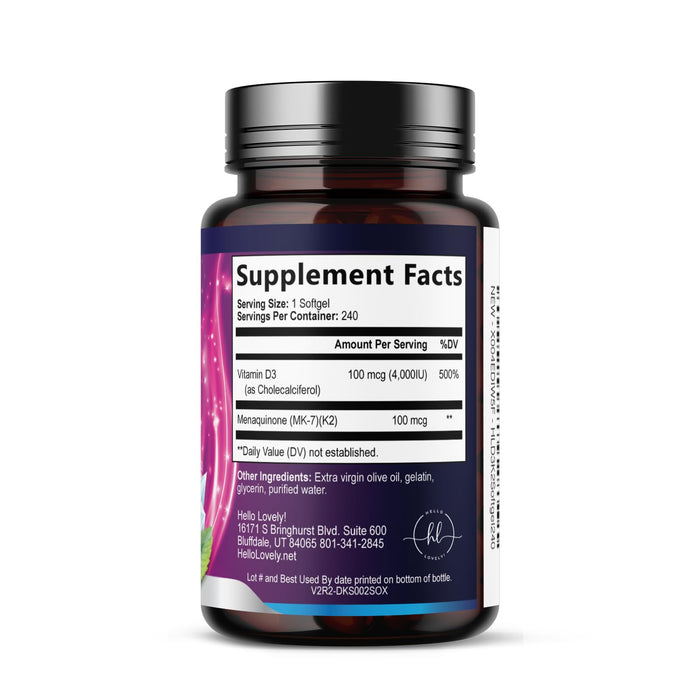Vitamin D3 K2 – 5000 IU – 240 Softgels