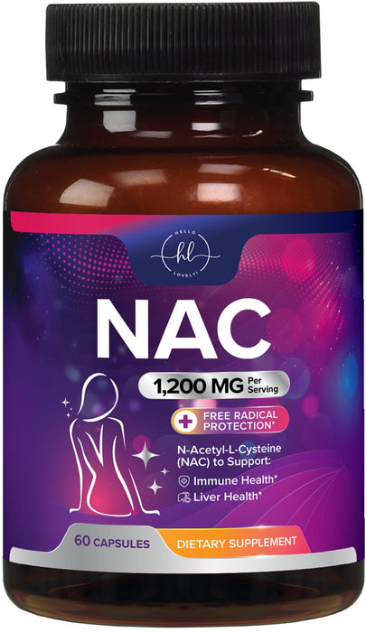 NAC Supplement â€“ N-Acetyl L-Cysteine 1200mg â€“ Supports Liver, Lung & Immune Health - Antioxidants for Respiratory Support & Fight Free Radicals â€“ High Absorption, Non-GMO, Gluten-Free â€“ 60 Capsules