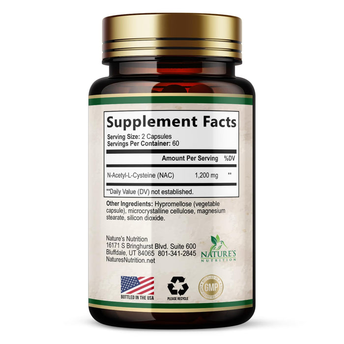 NAC Supplements N-Acetyl L-Cysteine (NAC) 1200 mg - NAC Supplement for Lung Health & Immune Support, Liver Support & Antioxidants, Freefrom N-Acetylcysteine, Gluten Free, Non-GMO, 120 Veggie Capsules