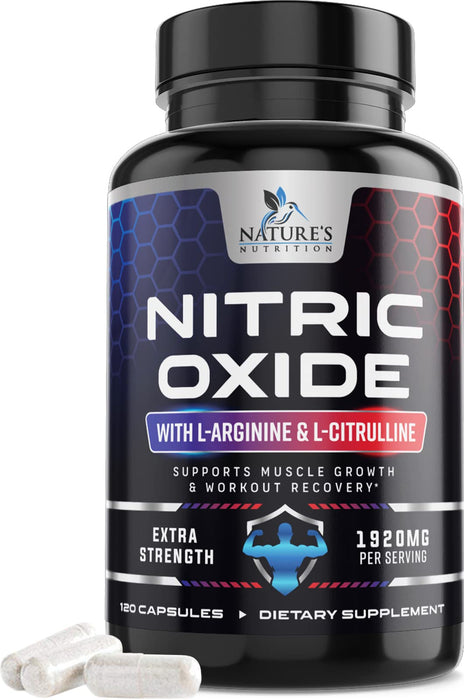 Nitric Oxide Booster Extra Strength 3000mg - L Arginine 3X Strength Nitric Oxide Supplements for Men and Women, Citrulline, Supports Muscle, Heart Health & Energy Supplement, Non-GMO - 120 Capsules