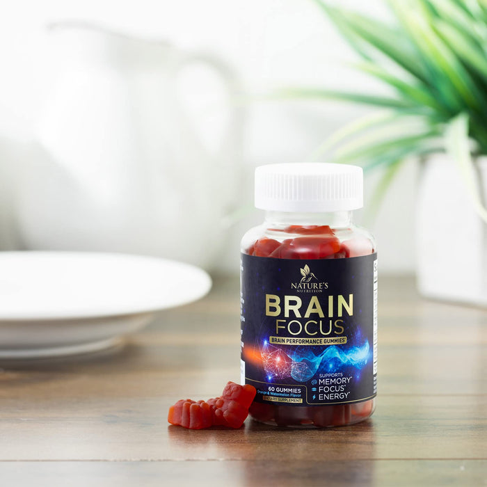Brain Supplements for Memory and Focus with Phosphatidylserine, Nootropic Memory Supplement Gummy for Brain Health, Concentration, Mental & Cognitive Support, Focus Vitamins with B6 & B12-60 Gummies