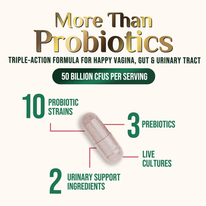 Vaginal Probiotics for Women - pH Balance, Digestive, UT & Feminine Health Support - 50 Billion CFU, 10 Probiotic Strains, Cranberry & Prebiotics - Vag Women Health Supplements - 60 Capsules