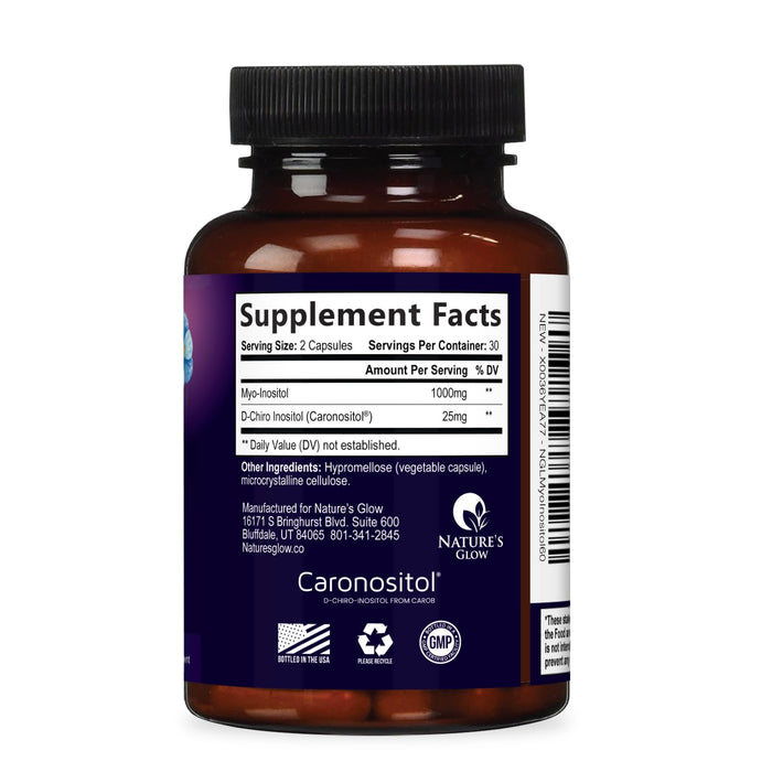 Myo-Inositol & D-Chiro Inositol 1025mg - 40:1 Ideal Ratio for Ovarian Support, Vegan Myo & D Chiro Supplement for Women's Natural Balance and Hormone Support, Vitamin B8, Non-GMO - 60 Capsules