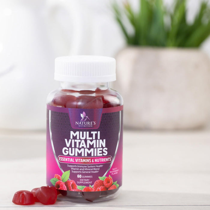 Multivitamin Gummies for Adults, Daily Gummy Vitamins & Minerals for Women & Men, Immune Support Gummy Multivitamins Supplement, Adult Multi VIT Vitamin with Vitamins A, C, D3, B12, Zinc, 60 Gummies
