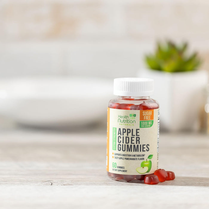 Apple Cider Vinegar Gummies - Sugar Free ACV Gummy Vitamins, Max Strength 1000mg, Supports Metabolism & Energy, Keto Friendly, Vitamin B12, Gelatin-Free, Gluten-Free, Vegan & Non-GMO - 60 Gummies