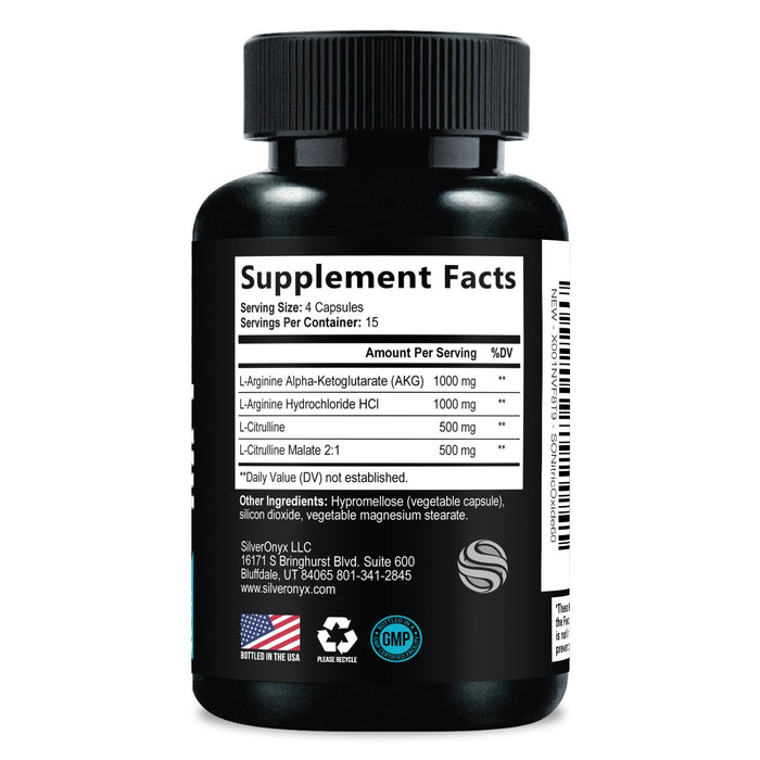 Extra Strength Nitric Oxide Supplement 3X Strength L Arginine, Citrulline Malate, AAKG, Beta Alanine - Premium Muscle Supporting Nitric Booster - Natural Energy & Heart Health Support - 60 Capsules