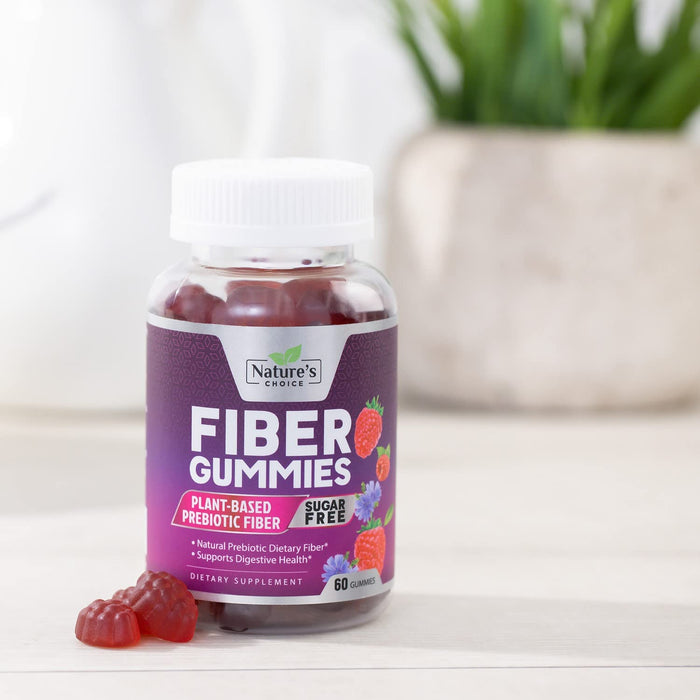 Fiber Gummies for Adults, Sugar Free Daily 4g Gummy Fiber Supplement, Prebiotic Gummy Digestive Health Support - Plant Based Soluble Chews, Prebiotics Supports Regularity & Digestion - 60 Gummies