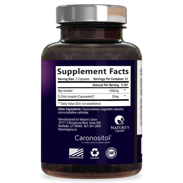 Myo-Inositol & D-Chiro Inositol 1025mg - 40:1 Ideal Ratio for Ovarian Support, Vegan Myo & D Chiro Supplement for Women's Natural Balance and Hormone Support, Vitamin B8, Non-GMO - 120 Capsules