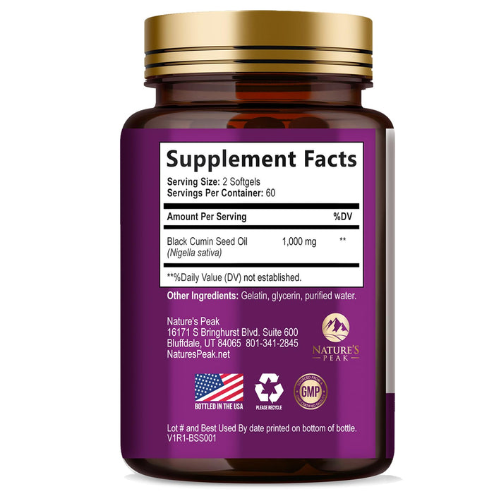 Black Seed Oil 1000mg - Premium Extra Strength Nigella Sativa Blackseed Oil - Black Seed Oil Skin, Digestive Health & Immune Support - Non-GMO Antioxidant, Gluten Free Supplement - 120 Softgels