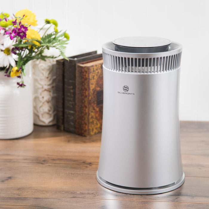 Air Purifier for Home Large Room â€“ Covers Up to 500 Sq Ft, 5-in-1 HEPA Filter System for Allergies, Pets, Smoke, Remove Dust & Odor â€“ Quiet Sleep Mode, High Filtration Efficiency â€“ SILVERONYX, Silver