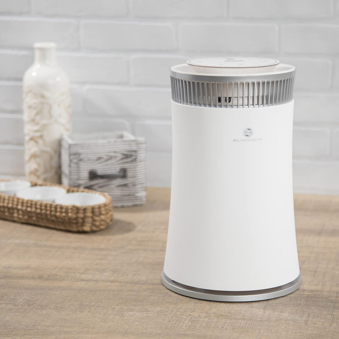 Air Purifier for Home Large Room â€“ Covers Up to 500 Sq Ft, 5-in-1 HEPA Filter System for Allergies, Pets, Smoke, Remove Dust & Odor â€“ Quiet Sleep Mode, High Filtration Efficiency â€“ SILVERONYX, White