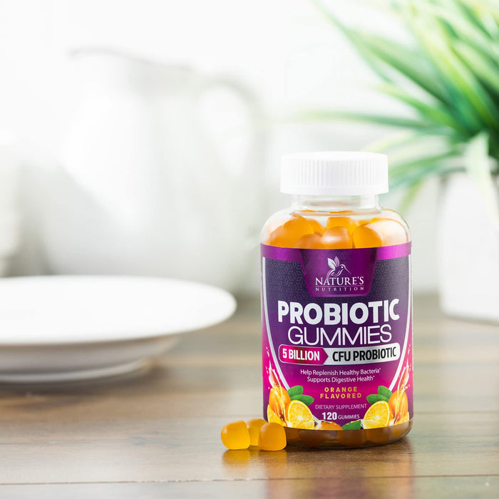 Probiotic Gummies for Women & Men's Digestive Health, 5 Billion CFU, Best Daily Probiotics Gummy for Vaginal, Immune Support & Gut Health, Supports Occasional Constipation Gas & Bloating, 120 Gummies