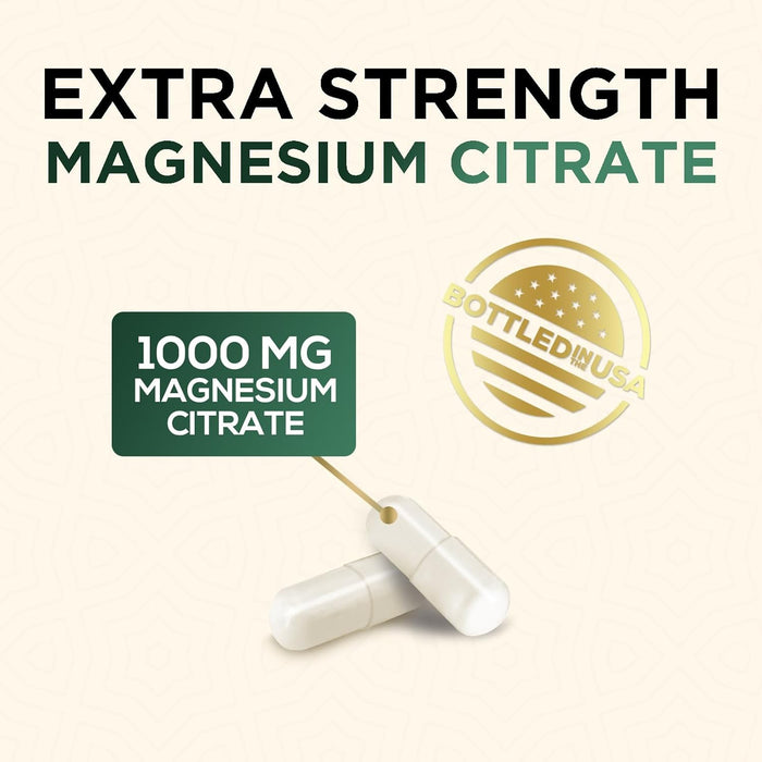 Magnesium Supplement (Citrate Oxide) 1000mg for Best Absorption, Supports Bone, Heart Health, Nerves, Muscles & Metabolism, Nature's Pure Magnesio Vitamin Pills, Bottled in USA, 180 Capsules