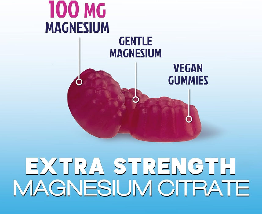 Magnesium Citrate Supplement Gummies - High Absorption Magnesium Gummy for Adults & Kids, Magnesio Citrate Supplements for Bone, Muscle Health, Heart Support, Vegan, Gluten Free, Non-GMO - 120 Gummies