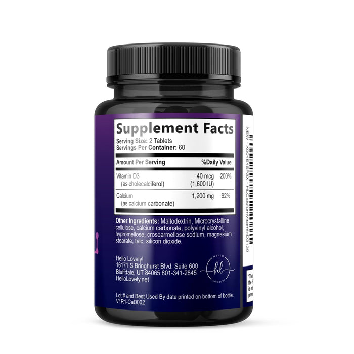 Calcium Supplements for Women 1200 mg Plus 1600 IU Vitamin D3, Bone Health, Teeth & Immune Support - Mineral Supplement with Vitamin D High Absorbable Premium 600 mg Calcium Carbonate - 120 Tablets