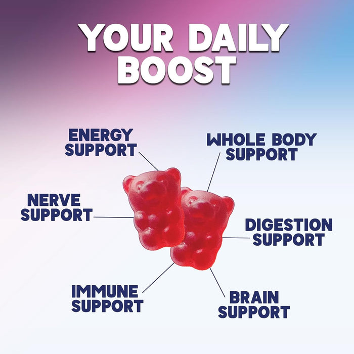 Energy Gummies 1000 mcg Vitamin B12, Green Tea Natural Caffeine Support, Daily Energy Gummies Vitamins, Delicious Berry Flavor B12 Chewable Exercise Supplement for Running Cycling & Sports - 120 Chews