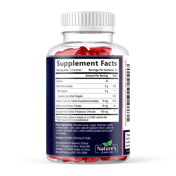 Joint Support Gummies Extra Strength Glucosamine Gummy Supplement with Vitamin E - Natural Cartilage & Joint Health & Flexibility Support, Best Support Glucosamine Chew for Men & Women - 60 Gummies