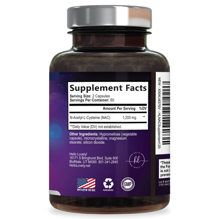 NAC Supplement – N-Acetyl L-Cysteine 1200mg – Supports Liver, Lung & Immune Health - Antioxidants for Respiratory Support & Fight Free Radicals – High Absorption, Non-GMO, Gluten-Free – 120 Capsules