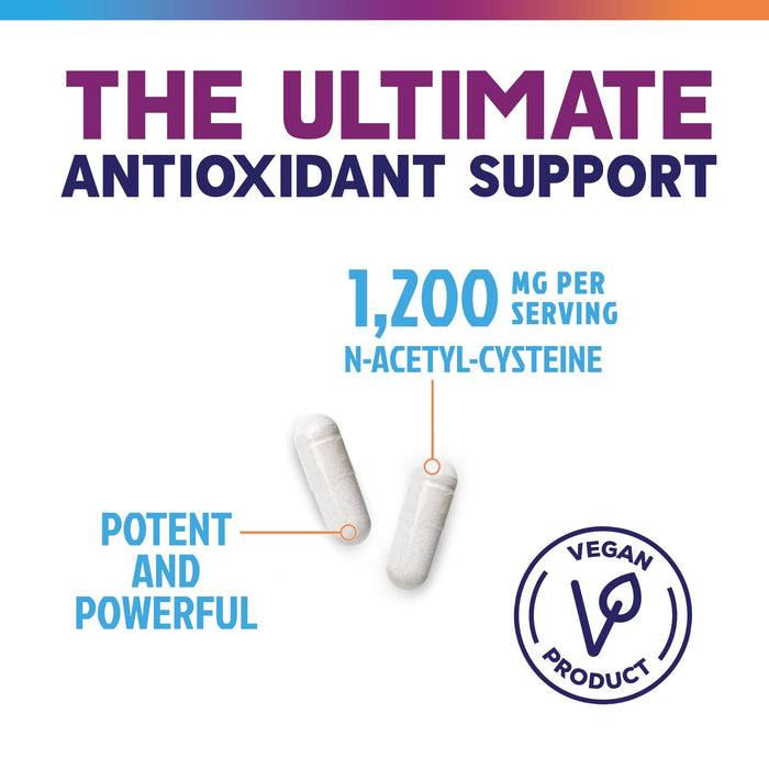 N-Acetyl Cysteine (NAC) 1200 mg – Premium Antioxidant & Immune Support - Glutathione Precursor for Liver, Lung & Respiratory Support – Nature's Fast Absorption, Non-GMO, Gluten-Free - 120 Capsules