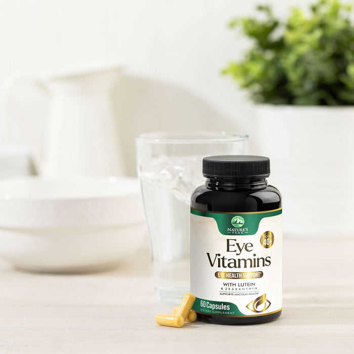Eye Vitamins & Mineral Supplement - Contains Zinc, Copper, Lutein, & Zeaxanthin, Supports Dry Eye Strain, Vision Health for Adults, Non-GMO, Vegan Eye Care Pills & Minerals Supplements - 60 Capsules