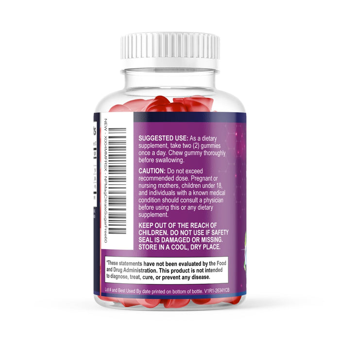 Magnesium Citrate Supplement Gummies Sugar-Free, High Absorption Magnesium Gummy Supplements for Women & Men, Supports Sleep, Heart Health, Bones and Muscles, for Relaxation & Digestion - 60 Gummies