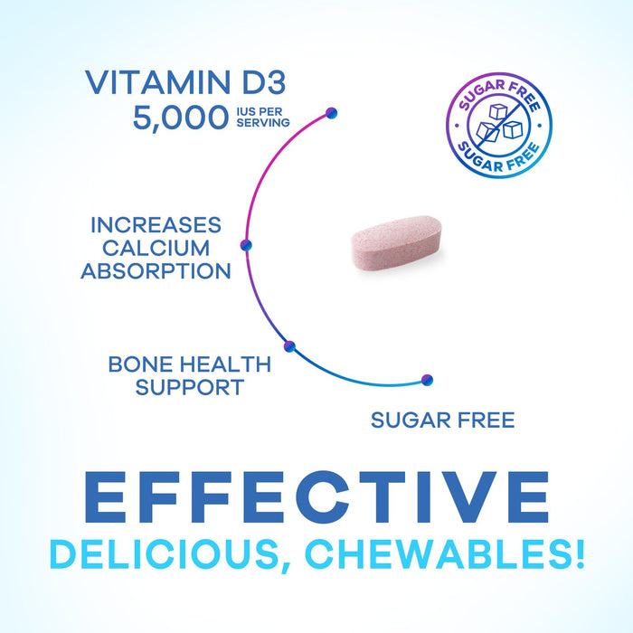 Vitamin D3 5000iu (125 mcg) – 120 Chewable Tablets