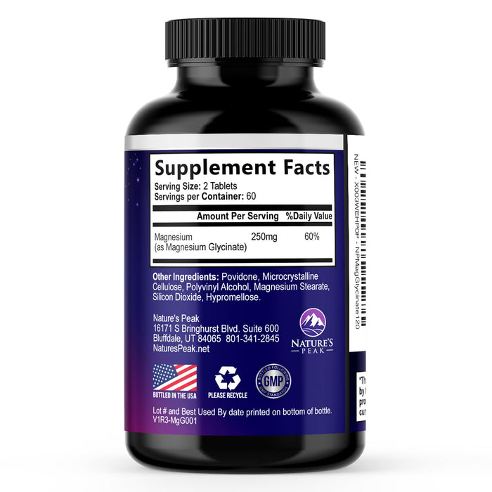 Magnesium Glycinate Chelated for Max Absorption - Supports Bone, Muscle, Nerves & Heart Health, Nature's Sleep and Stress Support, Best Magnesium Supplement Pills for Whole Body Support - 120 Tablets