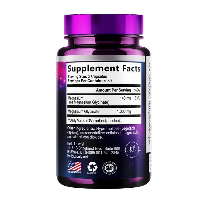 Magnesium Glycinate 1000mg | High Absorption | Chelated to Support Bone, Muscle, Nerves & Heart Health | Natural Sleep & Stress Support Women & Men | Vegan, Gluten & Soy Free, Non-GMO | 60 Capsules