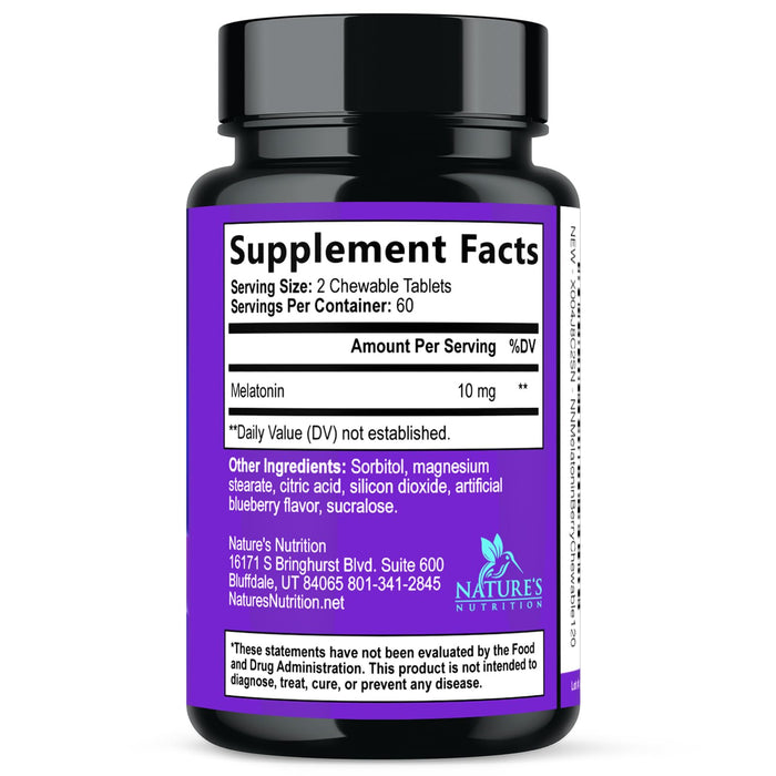 Fast Dissolve Melatonin 10mg, Sleep Support for Adults, Melatonin Sleep Supplement, for Promoting Restful Sleep, Non-Habit Forming, 100% Drug Free, Berry Flavored - 120 Chewable Tablets