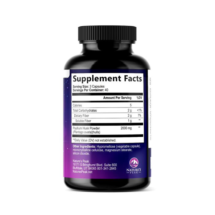 Psyllium Husk Fiber Supplement 1500mg - Vegan Prebiotic, Soluble Fiber for Daily Digestive Health & Regularity Support, Natural Psyllium Powder Caps, Sugar-Free, Non-GMO & Gluten-Free - 120 Capsules