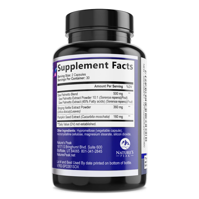 Prostate Health Supplements for Men - Support Complex 3x Formula with Saw Palmetto Blend Stinging Nettle Root & Pumpkin Seed Extract - Supports Bathroom Trips Prostate & Urinary Health - 60 Capsules