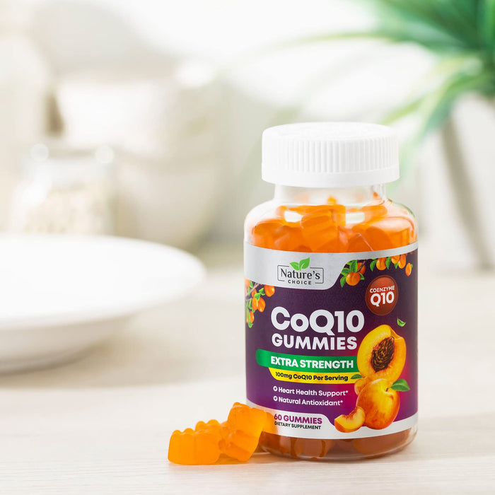 CoQ10 100mg Gummies - 3X Better Absorption, Antioxidant for Heart Health Support & Energy Production, Ultra Coenzyme Q10 Vitamins, Co q 10 Supplement, Dietary Supplement, Non-GMO - 60 CoQ10 Gummies