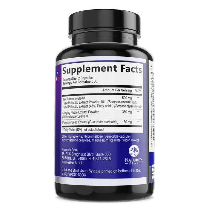 Prostate Health Supplements for Men - Support Complex 3x Formula with Saw Palmetto Blend Stinging Nettle Root & Pumpkin Seed Extract - Supports Bathroom Trips Prostate & Urinary Health - 120 Capsules
