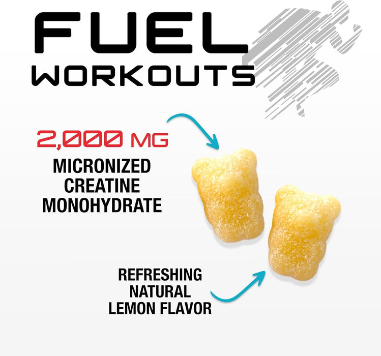 Creatine Monohydrate Gummies 2000mg - Best Micronized, Sugar Free Creatine Chewables for Men & Women - Supports Lean Muscle, Strength, Energy, & Endurance - Non-GMO, Gluten Free - 60 Lemon Gummies