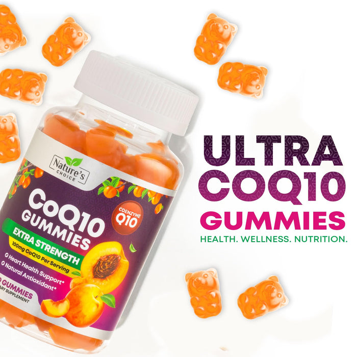CoQ10 100mg Gummies - 3X Better Absorption, Antioxidant for Heart Health Support & Energy Production, Ultra Coenzyme Q10 Vitamins, Co q 10 Supplement, Dietary Supplement, Non-GMO - 30 CoQ10 Gummies