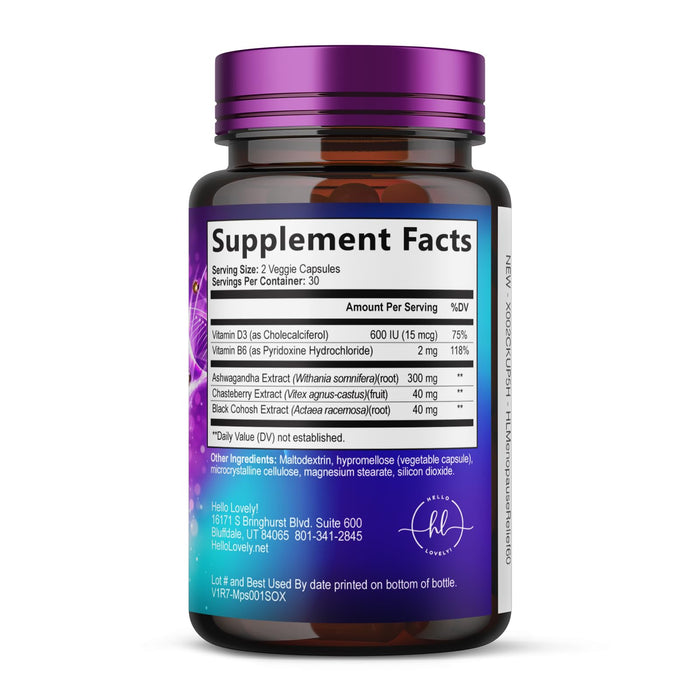 Menopause Supplements for Women - Complete Hot Flash Night Sweats & Menopause Relief Pills, Probiotics with Dong Quai & Black Cohosh for Vaginal, Digestive Support - 60 Capsules