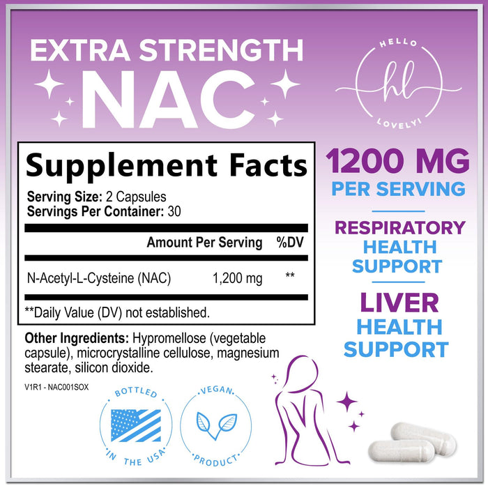 NAC Supplement â€“ N-Acetyl L-Cysteine 1200mg â€“ Supports Liver, Lung & Immune Health - Antioxidants for Respiratory Support & Fight Free Radicals â€“ High Absorption, Non-GMO, Gluten-Free â€“ 60 Capsules