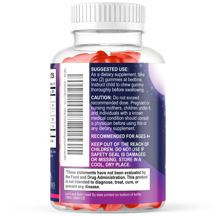 Kids Sleep Gummies 2mg - Children's Sleep Gummy with Melatonin, Non-Habit Forming, Works with Natural Sleep Cycle, Supports Peaceful, Restful Sleep, Calm & Drug-Free, Natural Berry Flavor, 60 Gummies
